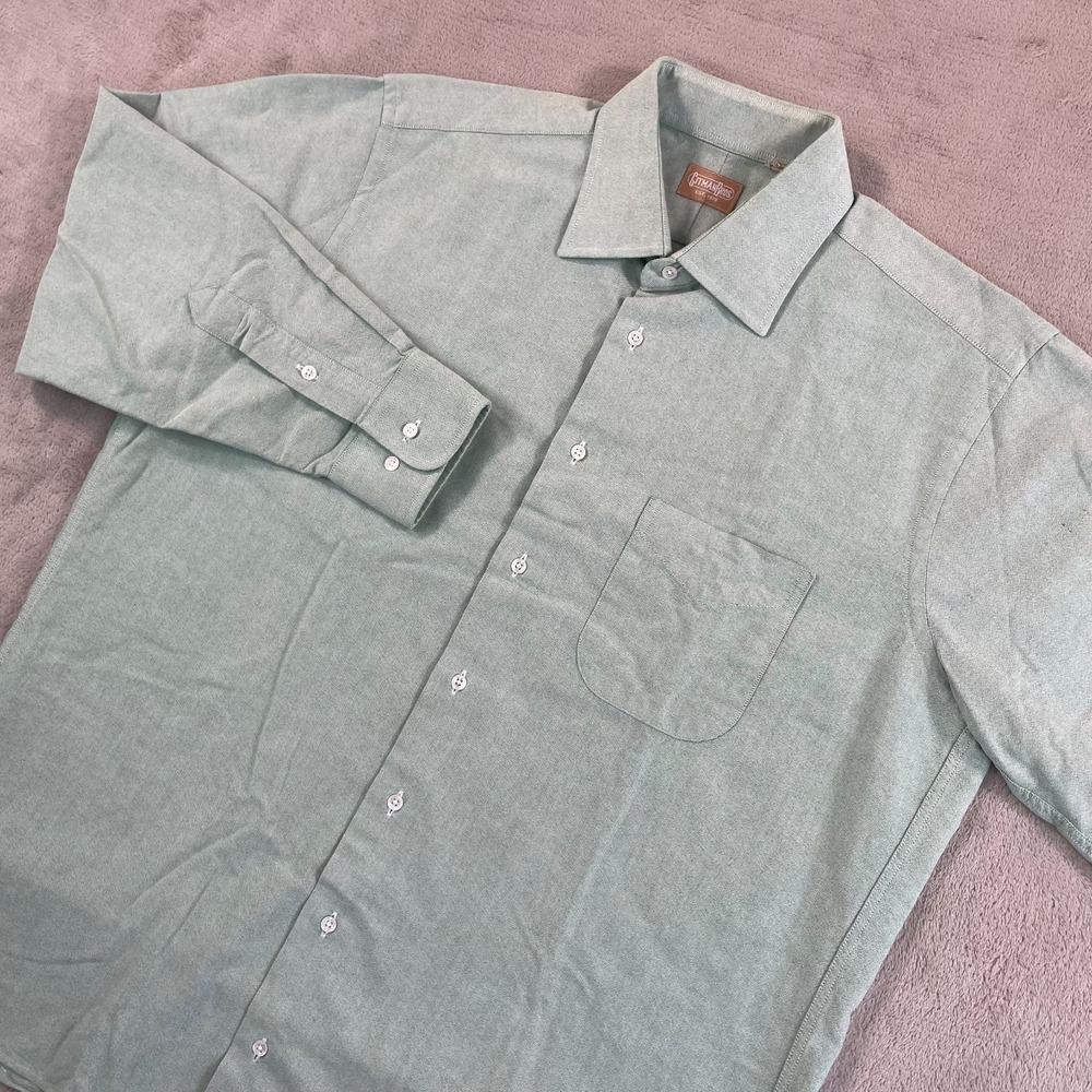 Gitman Bros Oxford Shirt Men 16.5 Large Green Medium Spread Pinpoint OCBD Preppy